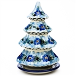 Polish Pottery 8.5" Votive Christmas Tree. Hand made in Poland. Pattern U488 designed by Anna Pasierbiewicz.