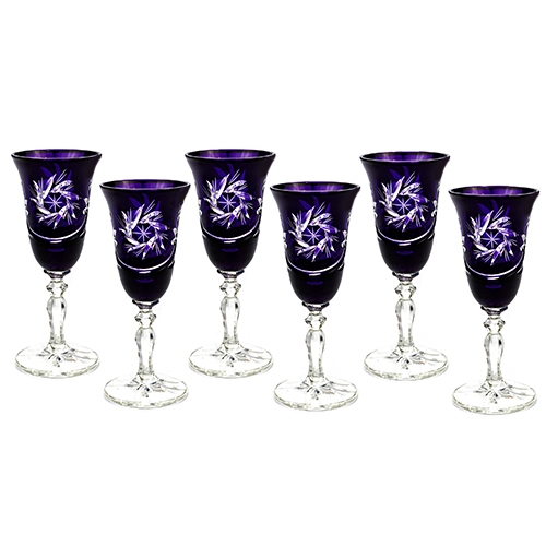 Polish Art Center - Polish Stemmed Crystal Tulip Cordial Glasses - Set of 6