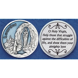 Our Lady of Lourdes Enameled Pocket Token (Coin). Great for your pocket or coin purse.