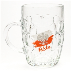 Okocim Brand Beer Mug one of Poland's popular beers.  Okocim Brewery, in Brzesko in southeastern Poland, is one of the oldest and most renowned breweries in the country. This is a 1/2 liter traditional pub style beer mug. Made in Krosno, Poland