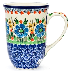Polish Pottery 17 oz. Bistro Mug. Hand made in Poland. Pattern U1747 designed by Maria Starzyk.