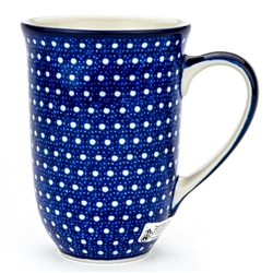 Polish Pottery 17 oz. Bistro Mug. Hand made in Poland. Pattern U158 designed by Maria Ciszewska.