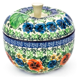 Polish Pottery 5" Apple Baker. Hand made in Poland. Pattern U3801 designed by Anna Fryc.