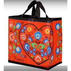 This lightweight yet durable tote bag is a perfect way to display your heritage. Made of polypropylene (PP) woven laminate. Water runs right off.  Size opened is approx 14" x 13.5" x 8".