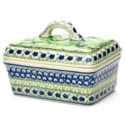 Polish Pottery 5.5" Butter Box. Hand made in Poland. Pattern U408A designed by Jacek Chyla.