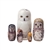 The white snowy owl rules the night sky of the north. The realistic look of our northern owls nesting doll will amaze you! The largest doll is a fantastic rendition of the snowy owl.  Open him up to reveal a short-eared owl, hawk owl, cute little saw-whet
