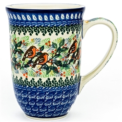 Polish Pottery 17 oz. Bistro Mug. Hand made in Poland. Pattern U2649 designed by Maria Starzyk.