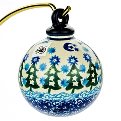 Polish Pottery 2.5" Christmas Ornament. Hand made in Poland.