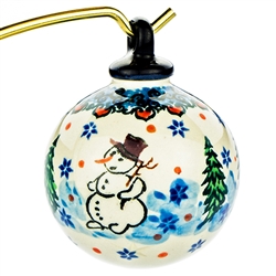 Polish Pottery 2.5" Christmas Ornament. Hand made in Poland. Pattern U4661 designed by Teresa Liana.