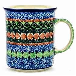 Polish Pottery 8 oz. Everyday Mug. Hand made in Poland. Pattern U4497 designed by Teresa Liana.