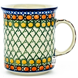Polish Pottery 8 oz. Everyday Mug. Hand made in Poland. Pattern U81 designed by Teresa Liana.