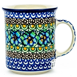 Polish Pottery 8 oz. Everyday Mug. Hand made in Poland. Pattern U151 designed by Maryla Iwicka.