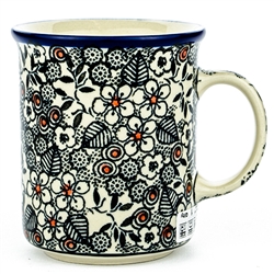 Polish Pottery 8 oz. Everyday Mug. Hand made in Poland. Pattern U4783 designed by Maria Starzyk.