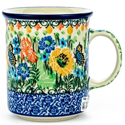 Polish Pottery 8 oz. Everyday Mug. Hand made in Poland. Pattern U3727 designed by Teresa Liana.