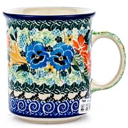 Polish Pottery 8 oz. Everyday Mug. Hand made in Poland. Pattern U2512 designed by Maria Starzyk.