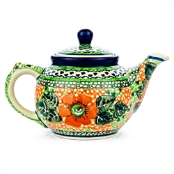 Polish Pottery 10 oz. Bedtime Teapot. Hand made in Poland. Pattern U1914 designed by Maryla Iwicka.