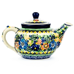 Polish Pottery 10 oz. Bedtime Teapot. Hand made in Poland. Pattern U4635 designed by Maria Starzyk.