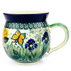 Polish Pottery 11 oz. Bubble Mug. Hand made in Poland. Pattern U2127 designed by Teresa Liana.