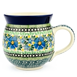 Polish Pottery 11 oz. Bubble Mug. Hand made in Poland. Pattern U4709 designed by Teresa Liana.