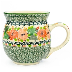 Polish Pottery 16 oz. Bubble Mug. Hand made in Poland. Pattern U4799 designed by Teresa Liana.