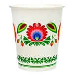 Polish paper cups featuring a traditional Polish papercut pattern. Perfect way to highlight a Polish floral design at school, home, picnic etc.
Set of 8 in a pack. Each cup holds 250ml - 8.5oz. Good for hot or cold beverages.