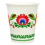 Polish Hot/Cold Paper Cups - Wycinanki Pattern I Set of 8