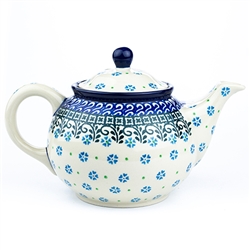 Polish Pottery 30 oz. Teapot. Hand made in Poland and artist initialed.