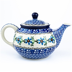 Polish Pottery 30 oz. Teapot. Hand made in Poland and artist initialed.