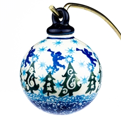 Polish Pottery 2.5" Christmas Ornament. Hand made in Poland.