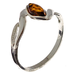 Petite size marquis honey amber set in sterling silver.