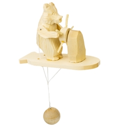 Wooden spin toy from Russia that will bring smiles to all who try it! This bear is manning the wheel of a ship! A perfect example of an old fashioned action toy.