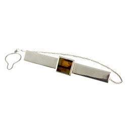 Sterling Silver Tie Bar with a mosaic of amber.