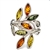 Six Stone Multi Colored Amber Ring