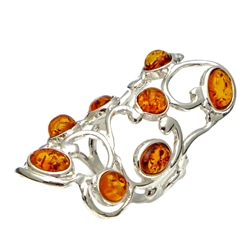 Elegant Eight Stone Honey Amber Ring