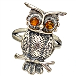 Amber-Eyed Owl Ring
