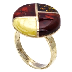 Mosaic Multi Colored Amber Ring