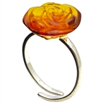 Amber Rose Adjustable Ring set in sterling silver.