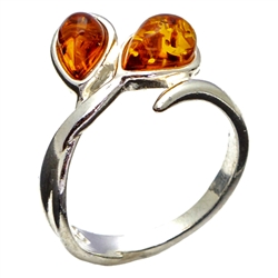 Two teardrop shaped amber pieces set in sterling silver.
