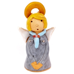 Our beautiful little ceramic angel is dressed in her Polish scouting uniform. Totally hand made and painted in Poland. Stamped and artist initialed on the bottom. No two angels are exactly alike as they are all hand made and painted.