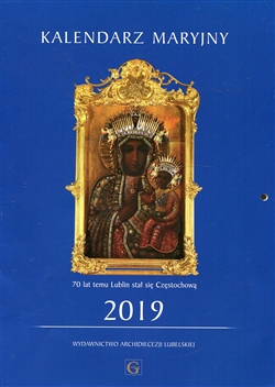 Calendar is published in Lublin Poland by the Archdiocese. Includes a variety of paintings, statues and photos of Our Lady throughout Poland. Beautiful full color glossy photographs with U.S. layout (Sunday is the first day of the week with Saint's names