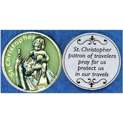 Saint Christopher Glow-in-the-Dark Pocket Token (Coin). Great for your pocket or coin purse.
