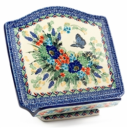 Polish Pottery 9" Bookbook Stand. Hand made in Poland. Pattern U4864 designed by Teresa Liana.