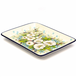 Polish Pottery 9" Serving Tray. Hand made in Poland. Pattern L84 designed and signed by Irena Maczka.