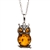 Our Polish sterling silver owl is highlighted with a nice oval amber cabochon center and eyes. Size approx 1.25" x .5".