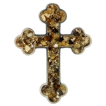 Polish Amber Mosaic Cross Pendant 1.5"