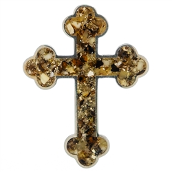 Beautiful mosaic of amber pieces set in the cross. Size approx 1.5" x 1.1".