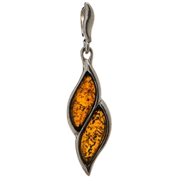 Sterling Silver Pendant With Honey Amber drops.  Size is approx 1.75" x .25"