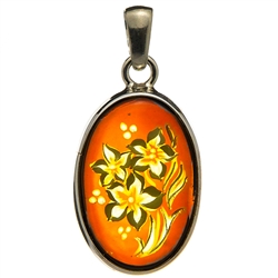 Beautiful oval shaped sterling silver amber cameo pendant. The cameo is hand carved from the back of the pendant. Nicely detailed. Size is approx 1.25" x .75".