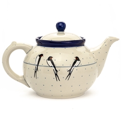 Polish Pottery 40 oz. Teapot. Hand made in Poland. Pattern U4831 designed by Maria Starzyk.