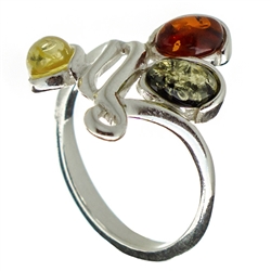 Petite artistic three stone amber ring.